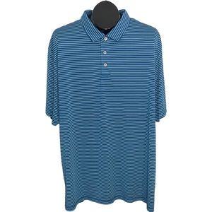 PGA Tour Blue Aqua Stripe Short Sleeved Polo Collared Golf Shirt XXL M11825
